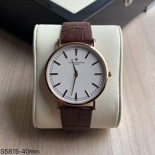 VACHERON CONSTANTIN MOEDA SLIM ROSE COURO 40MM