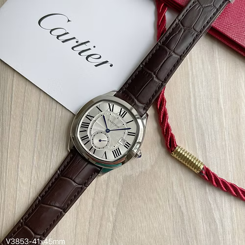 CARTIER DRIVE PRATA BRANCO COURO 41MM
