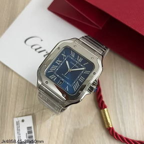 CARTIER SANTOS PRATA AZUL 40MM X 47MM