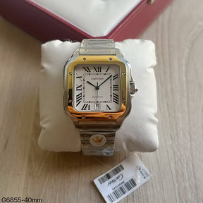 CARTIER SANTOS PRATA DOURADO 40MM X 47MM