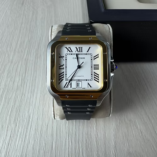 CARTIER SANTOS PRATA PRATA DOURADO 40MM X 47MM