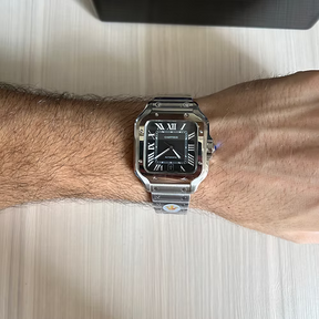 CARTIER SANTOS PRATA PRETO 40MM X 47MM