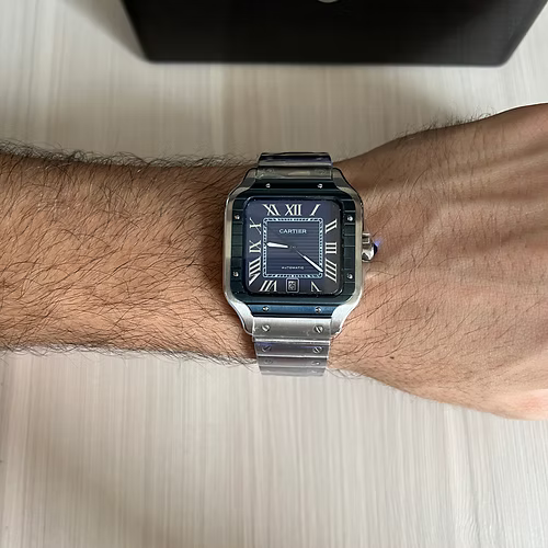 CARTIER SANTOS PRATA VERDE 40MM X 47MM