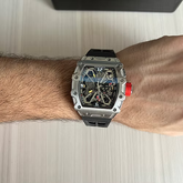 RICHARD MILLE PRETO PRATA VERMELHO 47MM