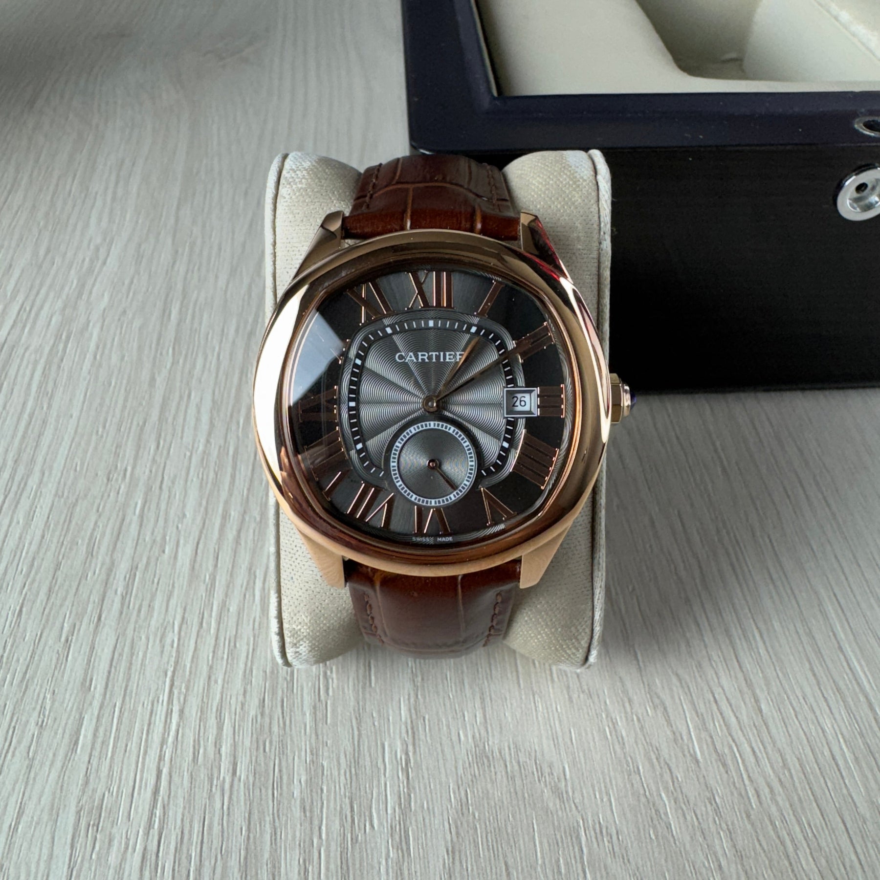 CARTIER DRIVE ROSE PRETO COURO 41MM